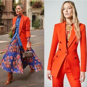 Smythe Not A DB Cutaway Blazer Poppy Red Longline Size 8